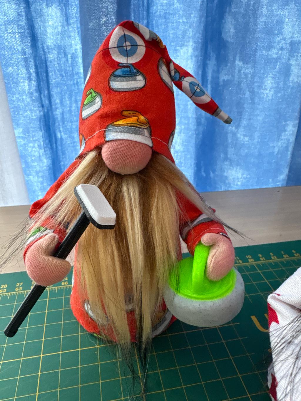 Gnome Curling Stone And Broom